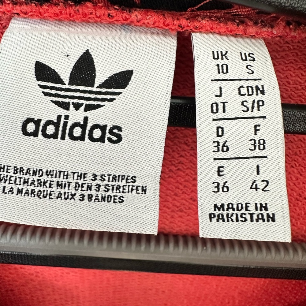Adidas 1/2 Zip Sweatshirt R.Y.V Houndstooth Pullover Red Black Sz S - Picture 2 of 5
